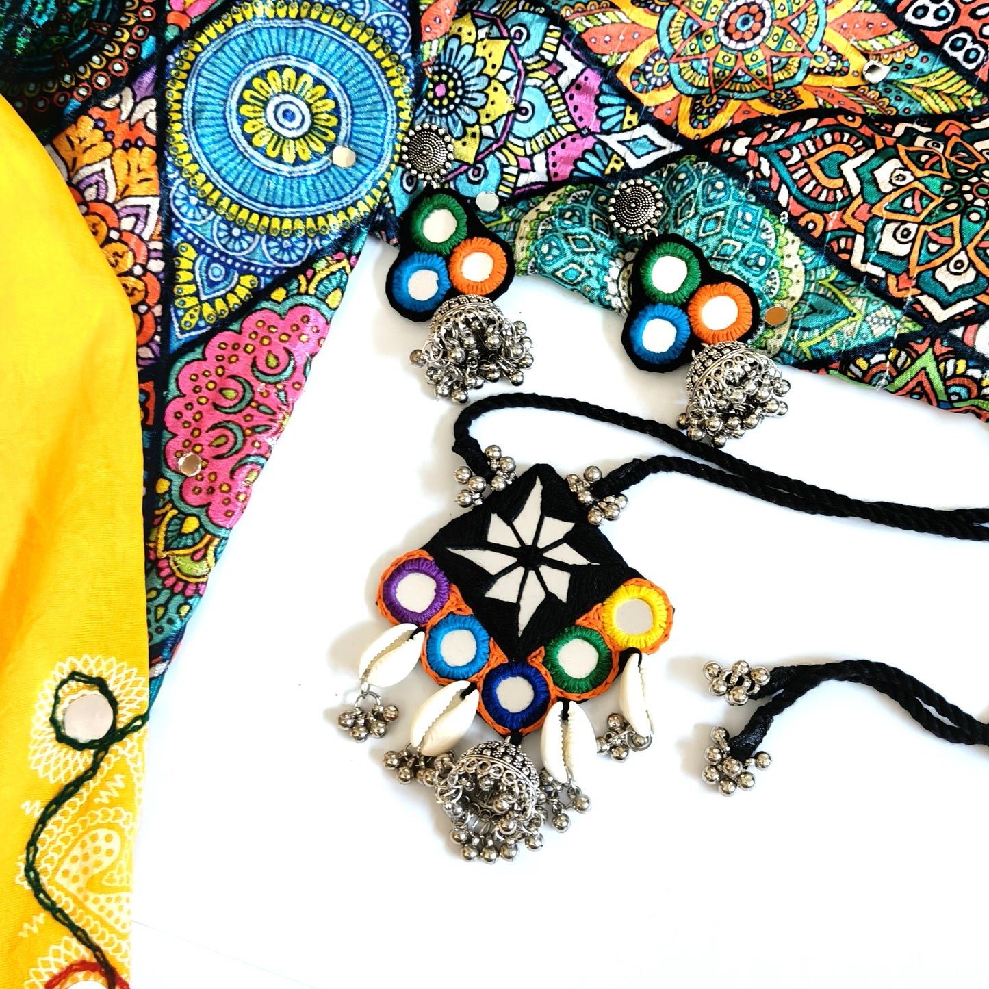 ANAYA MULTI COLOUR SHELL JHUMKA HANGING SET