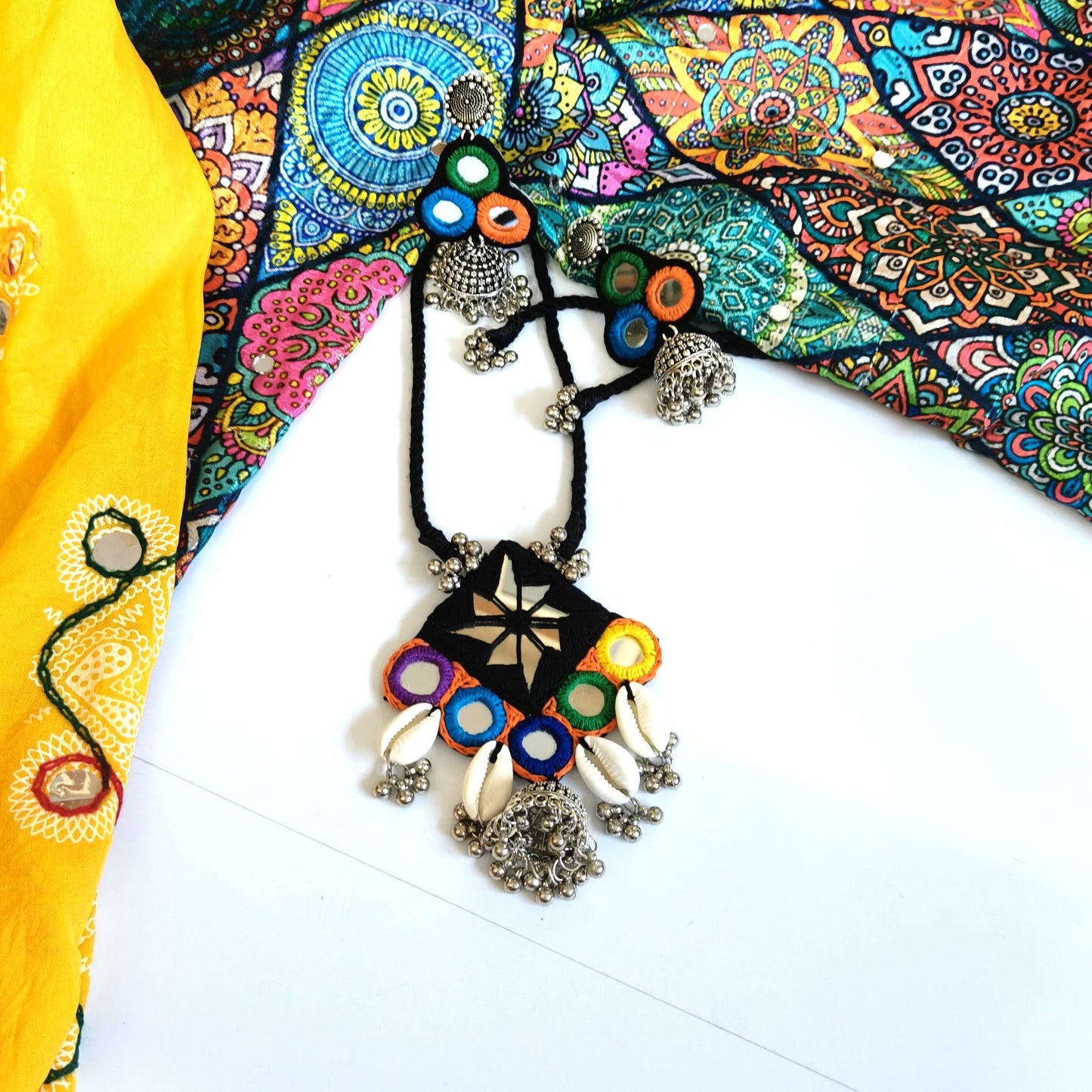 ANAYA MULTI COLOUR SHELL JHUMKA HANGING SET