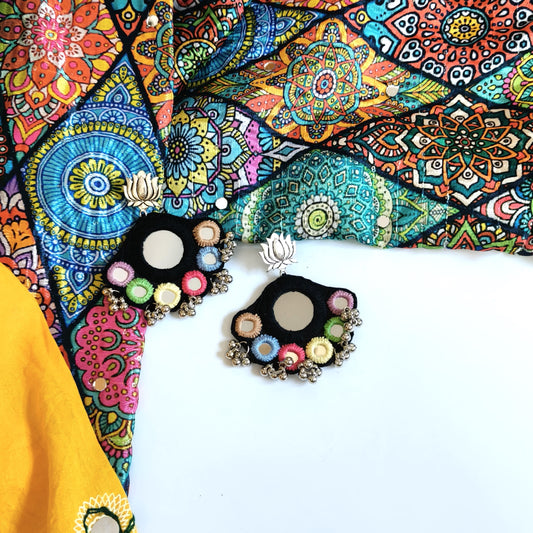 KAJAL PESTAL COLOUR BLACK CIRCLE EARRINGS