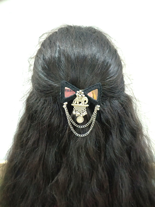 GAJRAJ Black Thread Mirror work Hair Pin